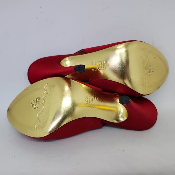 Nina Women's Red Peep Toe High-Heel W/Black Rhinestones Size 7 - Picture 4 of 8